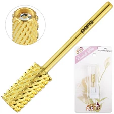 PANA USA Professional Crystal Top Gold Large Barrel Nail DrillBit 2X Coarse Grit