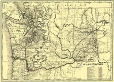 Railroad Map - Washington Railroads - 1892 - 23 x 31.94 - Vintage Wall Art