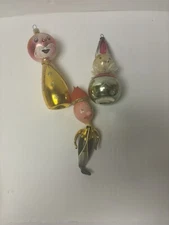 Vtg De Carlini Italian Blown Glass Ornaments Clown Man, Czech Glass Ornament