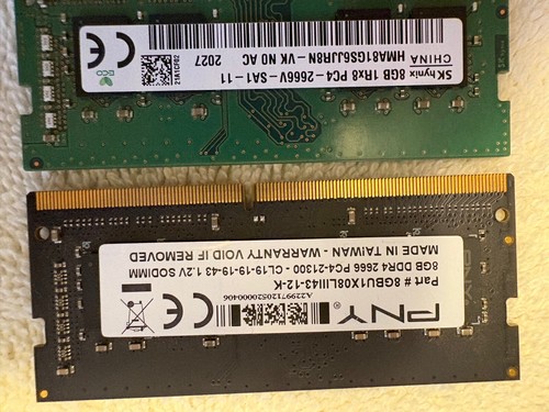 8 GB DDR4 PC4 2666 SODIMM (2 pcs, 16GB total) one PNY and one SK Hynix - Afbeelding 3 van 3