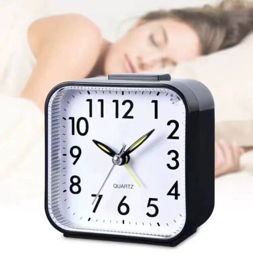 Battery Powered Alarm Clock Quartz Quiet Simple No Tick Bedroom Bedside Clocks - Picture 4 of 12