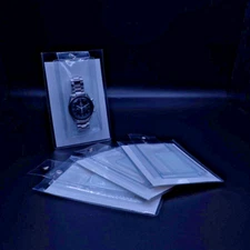 10 pieces Clear Plastic Watch Snap Pouch With Slot For Card or Papers