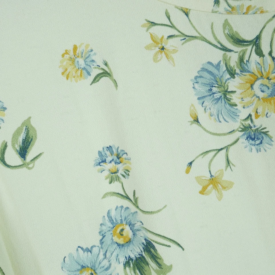 复古 12 码 Midi 连衣裙 90 年代黄油黄色粉彩精致花卉 Cottagecore — 第 3/4 张图片