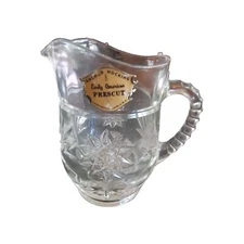 Early American Prescut 5.5inch Anchor Hocking Pitcher-mug Star of David crystal 