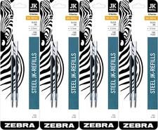Zebra G-402 Stainless Steel Pen Jk-Refill, Fine Point, 0.5Mm, Black Ink, 8-Count
