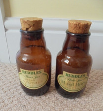Old Ruddles Brewery Oakham Beer / Stout Bottles x 2 : Promo Spice Jars Upcycled