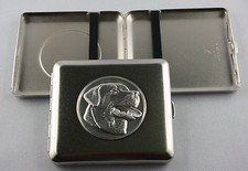 Zigarettenetui mit Zinnemblem verschiedene Hunde-Motive