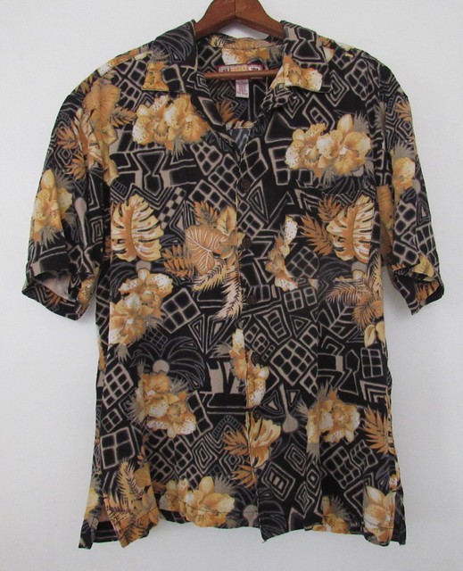 black and yellow hawaiian shirt
