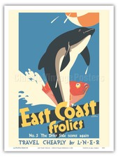 6470.East coast frolics.Fish plays sax.lobster plays banjo.POSTER.art wall decor