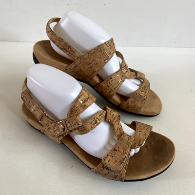 Vionic Womens Size 10 Paros Cork Leather Tan Strappy Sandals  display picture 2