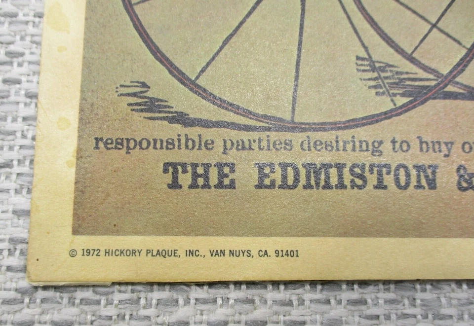 1972 Hickory Plaque Edmiston & Waddell Company Phaeton Carriage Coach Ad - Image 2 of 4