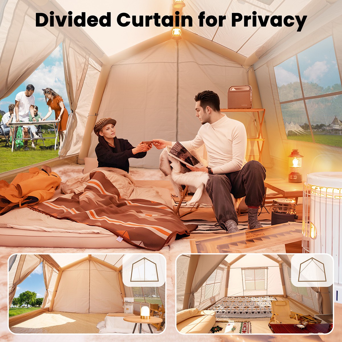 Inflatable Tents for Camping Blow Up Tent with Hand Pump Stove