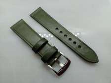 New Geckota 22mm Genuine Italian Leather Khaki Green Watch Strap XH7