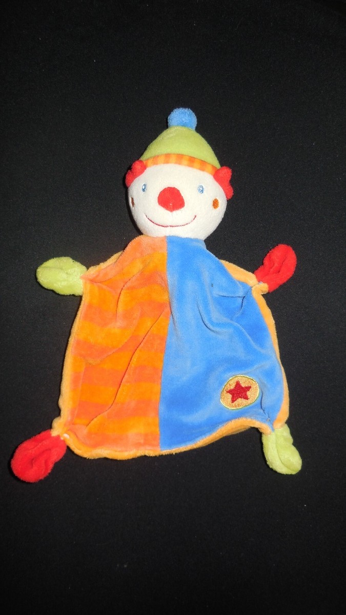 doudou plat clown bleu orange rouge vert étoile BABY CLUB C&A (3