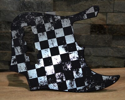 Plastic/Brushed Aluminum Distressed Checker Textured Pickguard  Fender Jazz Bass