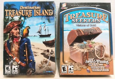 Destination Treasure Island & Treasure Seekers PC Game Lot of 2 Big Box EUC
