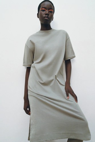 ZARA NEW Washed Effect T Shirt Midi 