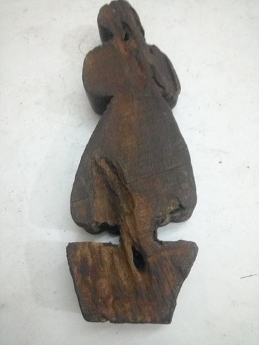 Vintage Rare Old Indian Wooden Hand Carved Lady Statue Decorative Putali - Picture 5 of 9