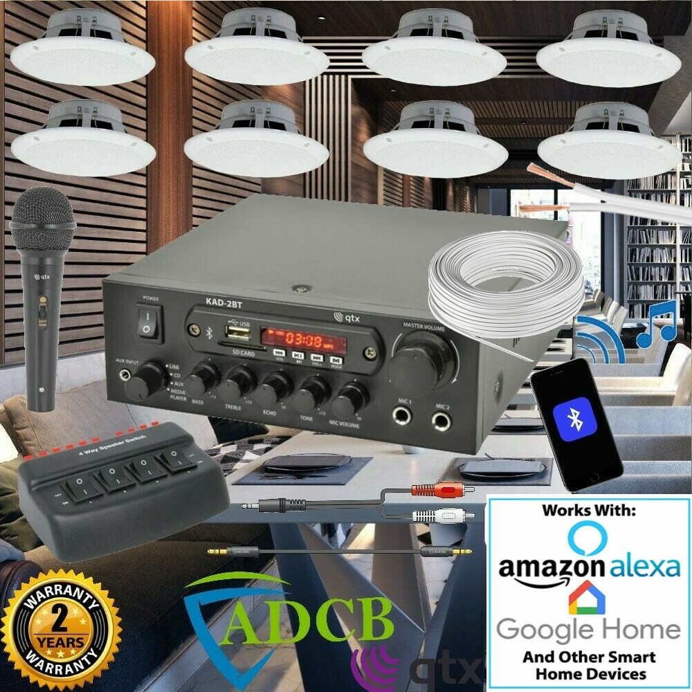 Cafe Restaurant Home Bluetooth Amplifier Ceiling Speaker System Kit 2,4,8  NEW