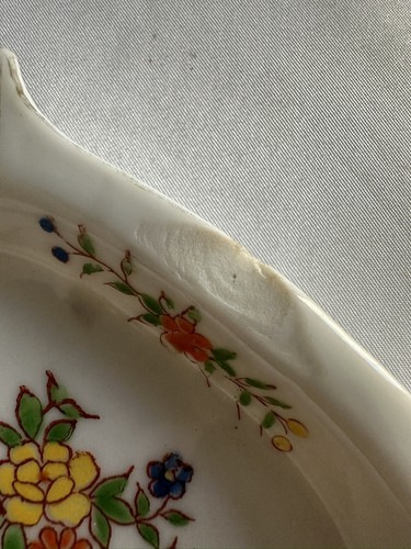 Posacenere rettangolare Moriyama Mori-Mach porcellana 4 1/4" fiori floreali Giappone usato in ottime condizioni - Foto 8 di 8