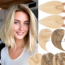 Clip In 100 Remy Human Hair Topper One Piece Women Hairpiece Toupee Free Part