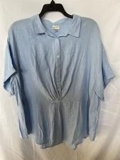 NWT  Avenue Linen Blend Popover Blouse  Plus 22/24