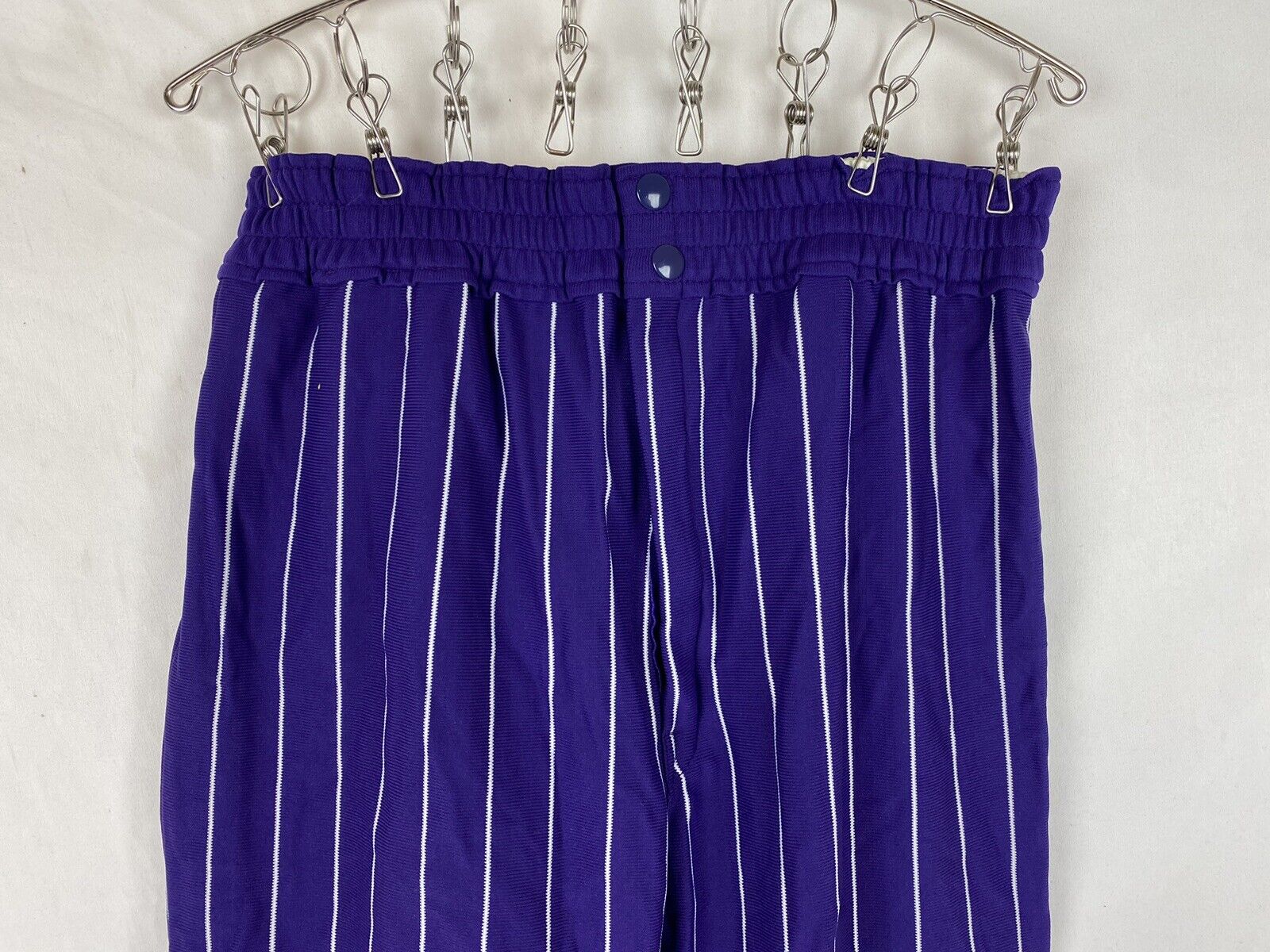 Vintage 70s Baseball Pants Large Purple White Pin… - image 2