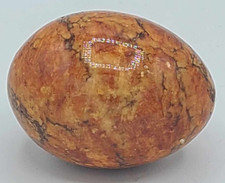 Vtg Orange-Brown Alabaster Stone Egg-Shaped Paperweight ~2.25 inch