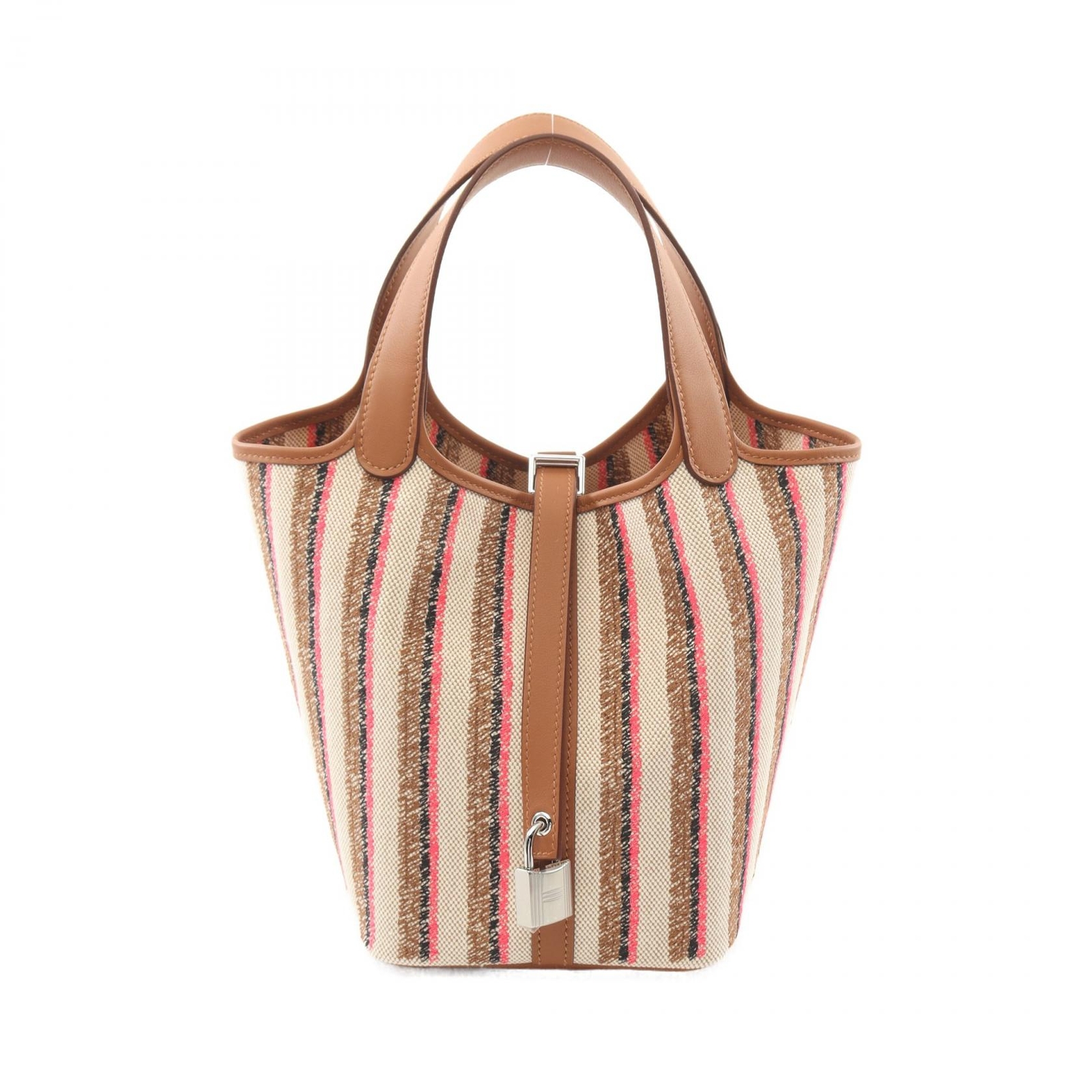 HERMES Picotin Lock PM Gold Ecru Fauve Swift Leather Bag Used