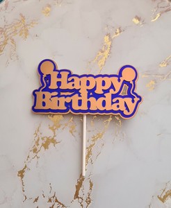 Download Happy Birthday 3d Layered Cake Topper In Blue Ebay