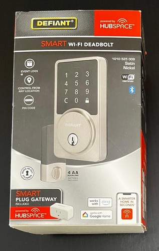 Defiant Smart Wi-Fi Deadbolt Powered By Hubspace Anti-Saw Square Satin Nickel - Picture 2 of 2