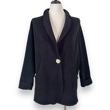 Janska Jacket Womens Sz Small Black Fleece Classic Polartec One Button Blazer