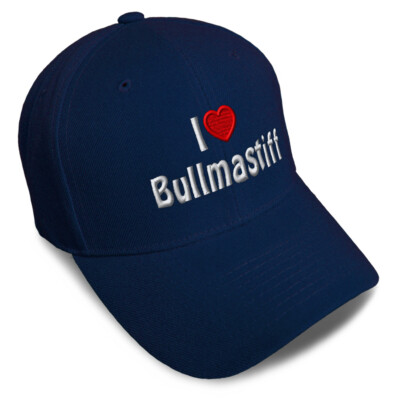 Baseball Cap I (Love) Bullmastiff Red Heart Pet Lovers Dad Hats for Men & Women