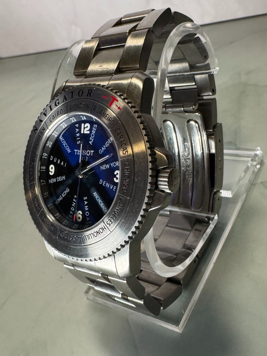 Vintage Tissot Navigator N250 Black Dial World Time Quartz Men's