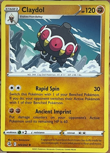 Claydol Rare - 145/264 - Fusion Strike Pokemon 2021