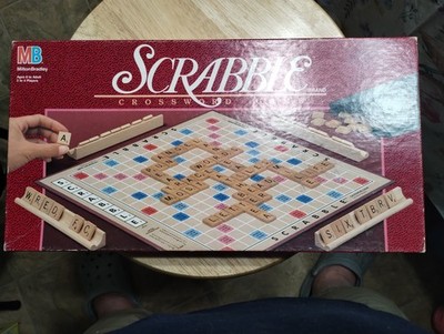 Scrabble Crossword Board Game Vintage 1989 missing 2 Wooden Tiles And Tile Bag
