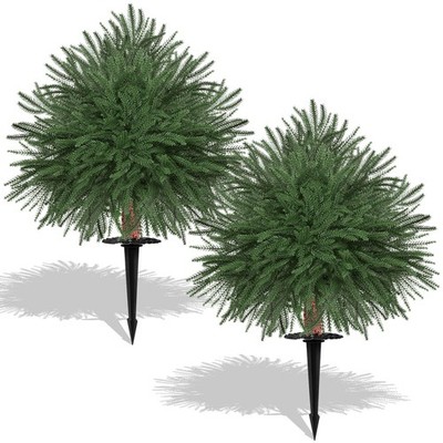 2FT Artificial Norfolk Topiary Tree,Set of 2 Fake Bushes Urn Filler