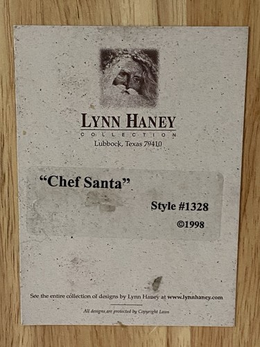 Vtg 1998 Signed Lynn Haney Chef 18" Santa Claus 1328 Baker READ Not Complete - Picture 16 of 22