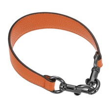 14.17 Inch PU Leather Short Bag Strap with Clasp, Orange, Silver Buckle