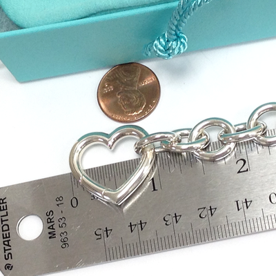 Tiffany & Co. Sterling Silver Open Heart Clasp Chain Bracelet 47g