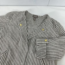 Chico's Womans Casual Stripe 100 Linen Open Front Jacket Blazer Spring Size 0
