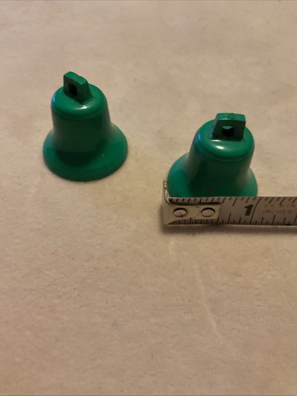 2 Vintage green  Hanging Plastic Decorating Bells Ornaments