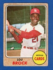 1968 Topps - Lou Brock #520 St. Louis Cardinals lower grade crease FREE SHIP!