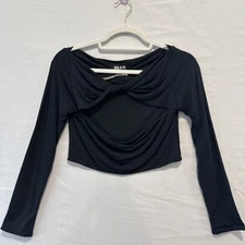 SER.O.YA Black Crop Belly Open Top Juniors size Large NWT