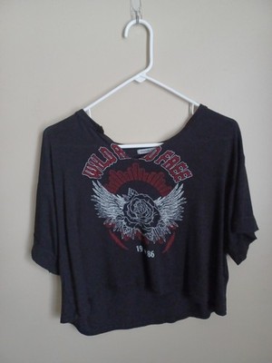 Women's Size Medium Black Rose Wild And Free 1986 Shirt Top