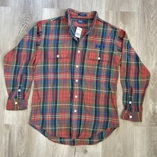 Polo Ralph Lauren Boys Large Red Plaid Flannel Shirt Long Sleeve Button Up NWT