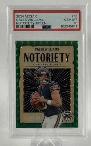 2024 Mosaic ROOKIE Caleb Williams #18 Notoriety Green PSA 10 Chicago Bears RC