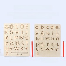 Wooden Letters Alphabet  Numbers Tracing Boards Preschool Educational Toy Set