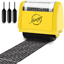 Wide Identity Theft Protection Roller Stamp Set - Yellow 3 Refill Ink Included