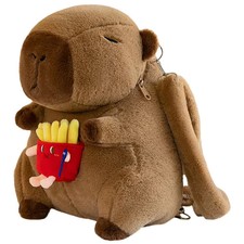 Cute Capybara with French Fries Plush Backpack Funny Cartoon Capybara